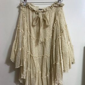 Jean Paul Gaultier vintage mesh eyelet cream skirt